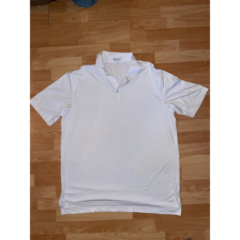 Peter Millar Summer Comfort Men's Golf Polo Shirt White XL Embroidered Logo EUC